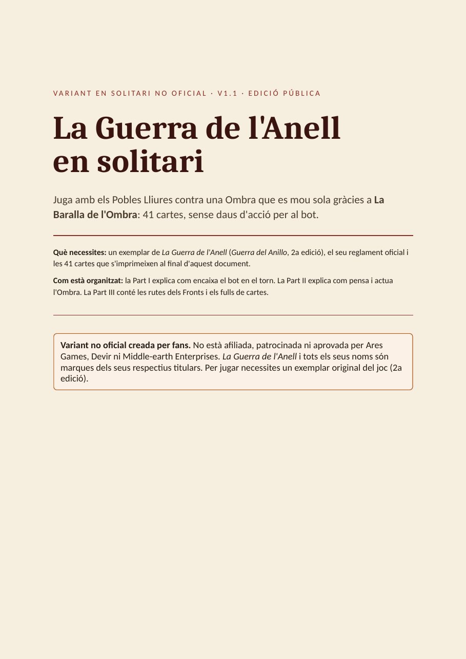 Portada de Guerra del Anillo en solitario