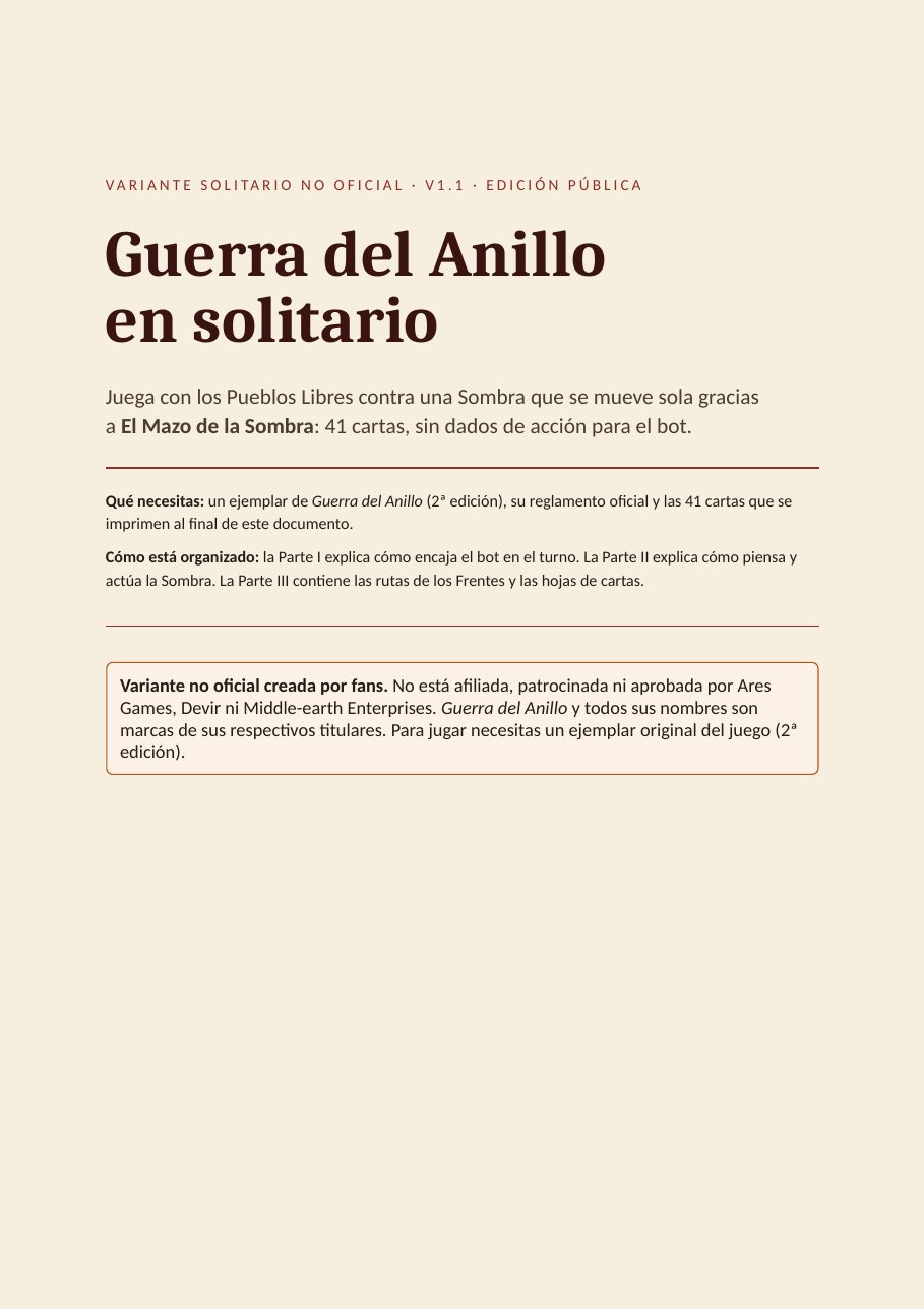 Portada de Guerra del Anillo en solitario